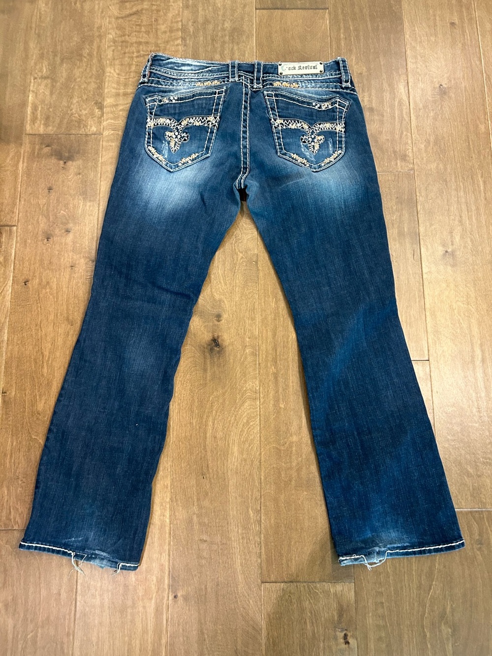 Rock Revival amy boot cut heavy stitching low rise jeans 34